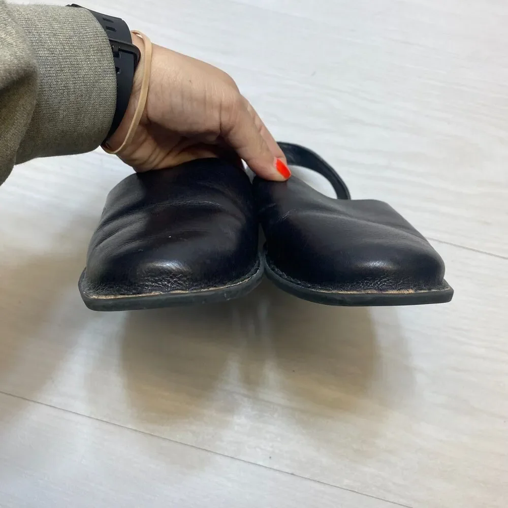 Born Leif Slingback Sandals Women's‎ Size 9.5 M Black Leather Comfort Casual